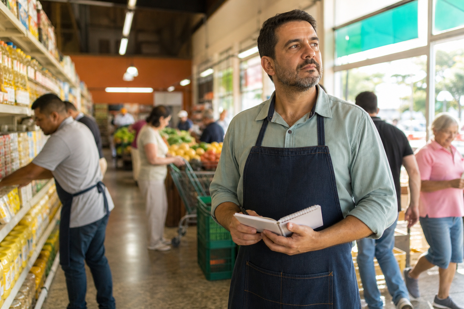 Responsável pelo mercado acompanhando a operação da loja